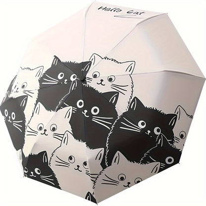Compact Folding Umbrella in Black, Single Automatic Travel Umbrella with Listed Black Coating for Men and Women, Daily Commutes and Rainy-Day Outings