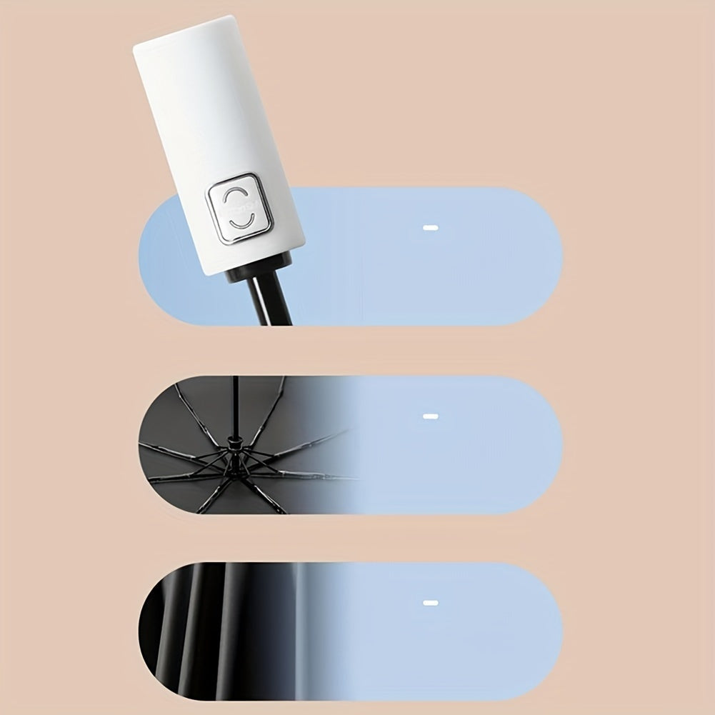 Compact Folding Umbrella in Black, Single Automatic Travel Umbrella with Listed Black Coating for Men and Women, Daily Commutes and Rainy-Day Outings