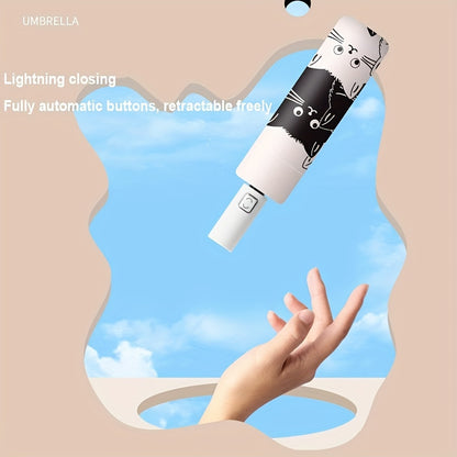 Compact Folding Umbrella in Black, Single Automatic Travel Umbrella with Listed Black Coating for Men and Women, Daily Commutes and Rainy-Day Outings