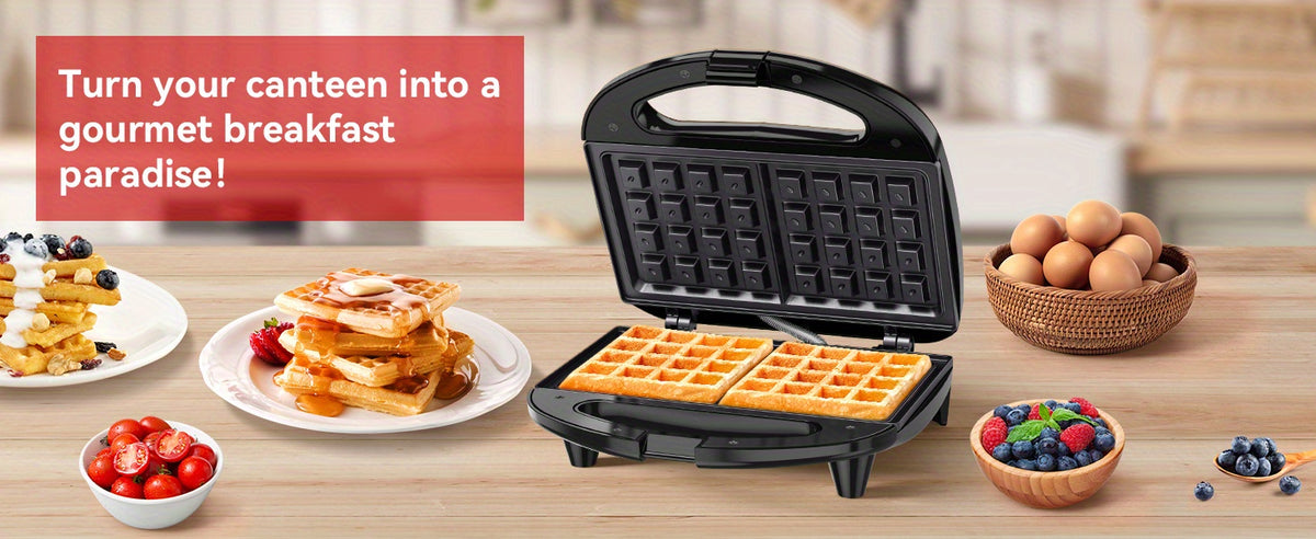 Two-Slice Belgian Waffle Maker with Listed 750W Power, Nonstick Waffle Iron and Indicator Lights, ABS07-W-Waffle Plates Model for Home Breakfasts and Snacks