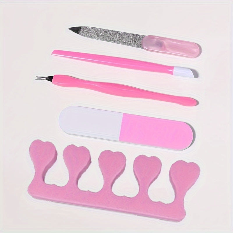 Nail Art Tool Set, Seven-in-One Manicure Selection with Nail Lamp, Cuticle Fork, Pusher and Finger Divider References for Adult Personal Nail Care