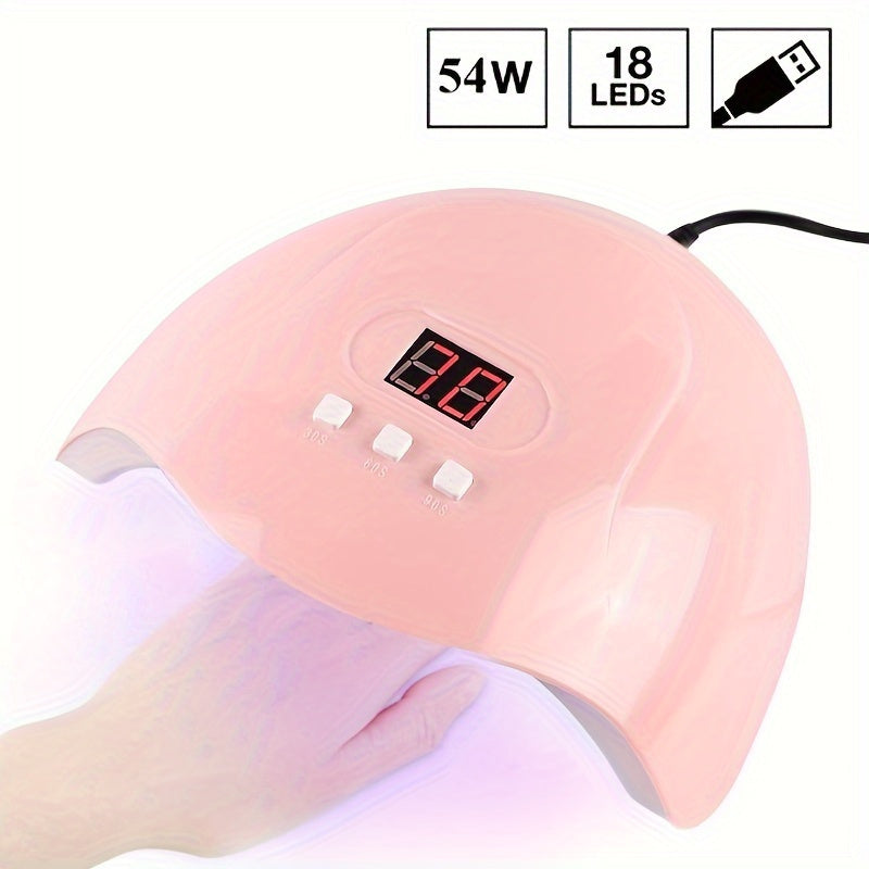 Nail Art Tool Set, Seven-in-One Manicure Selection with Nail Lamp, Cuticle Fork, Pusher and Finger Divider References for Adult Personal Nail Care