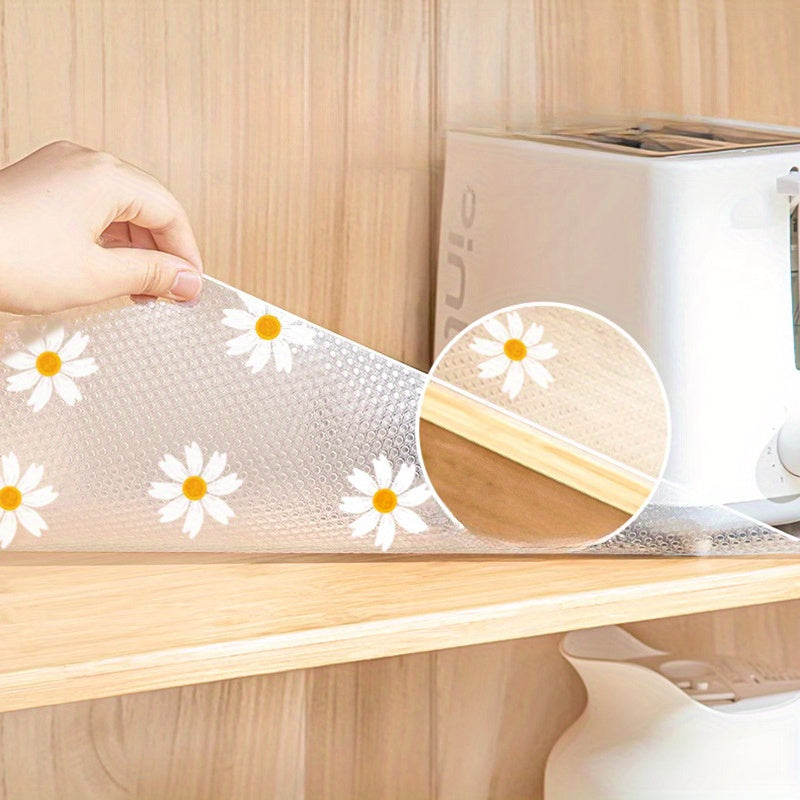 Floral Shelf and Drawer Liner, One Plastic Roll for Decorative Cabinet Organization, Compatible Kitchen Shelves, Refrigerator Surfaces and Household Tables