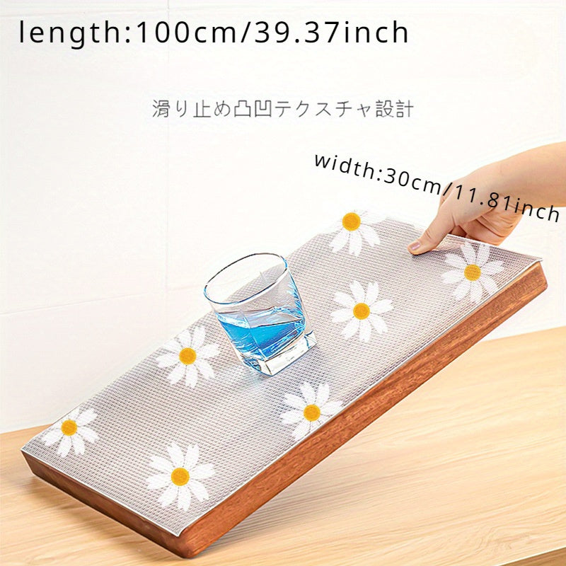 Floral Shelf and Drawer Liner, One Plastic Roll for Decorative Cabinet Organization, Compatible Kitchen Shelves, Refrigerator Surfaces and Household Tables