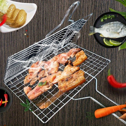 Barbecue Turning Basket for Meat, Steak, Shrimp and Vegetables, Single Metal Grill Accessory for Backyard Cookouts, Picnic Meals and Camping Cooking