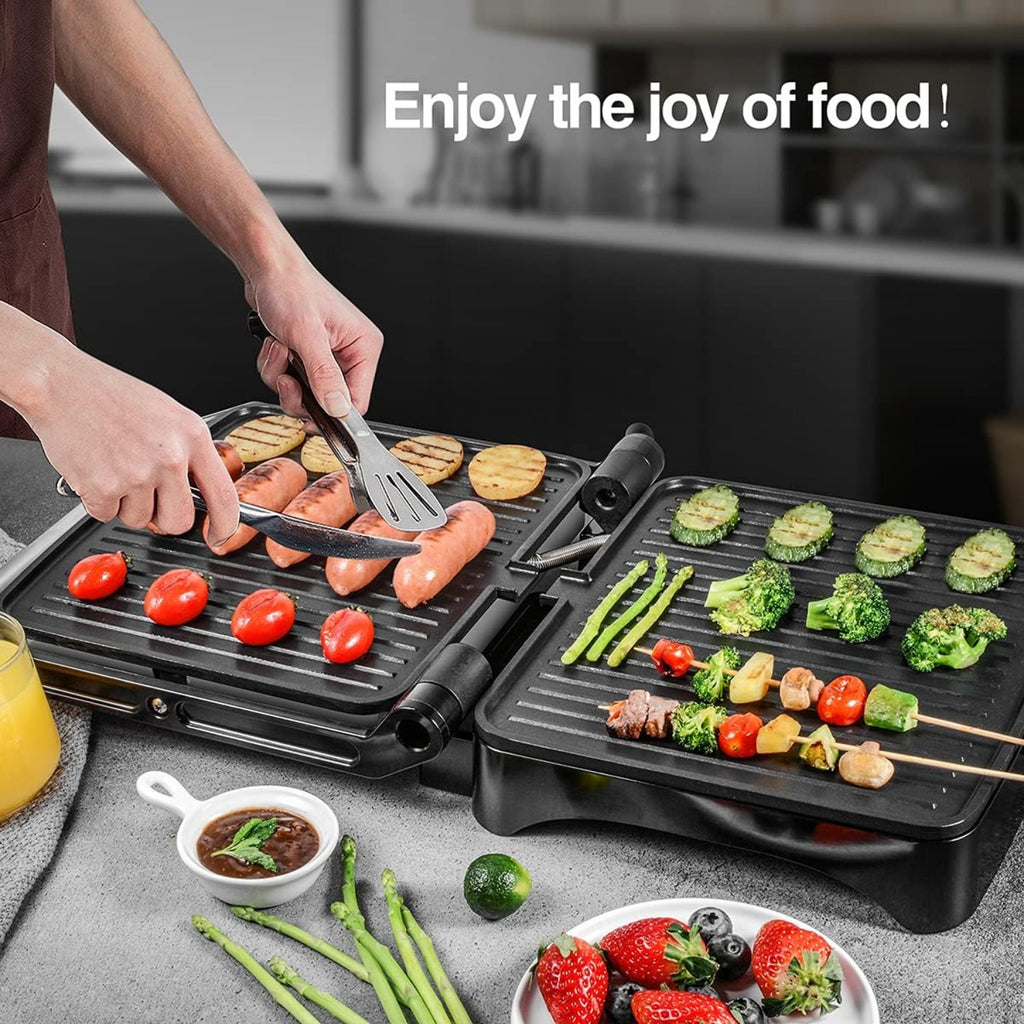 Temperature Control Panini Press Grill by OSTBA, 1200W Sandwich Maker with Nonstick Plates, 180-Degree Opening and Removable Drip Tray for Indoor Cooking