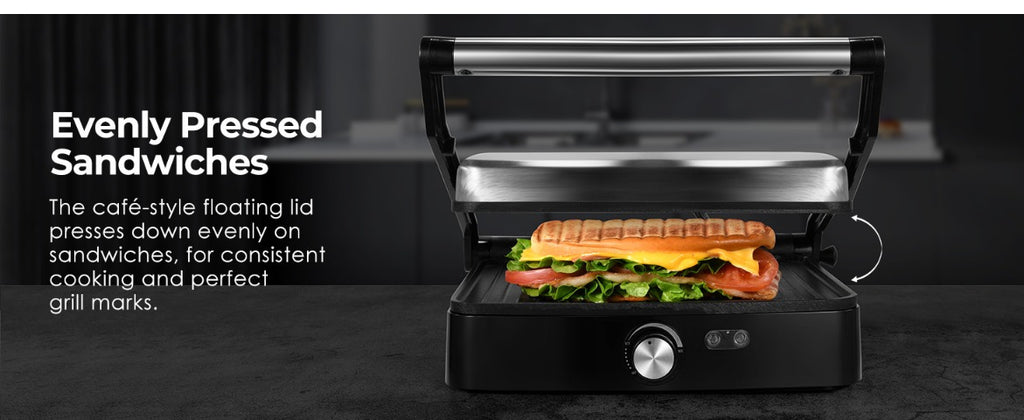 Temperature Control Panini Press Grill by OSTBA, 1200W Sandwich Maker with Nonstick Plates, 180-Degree Opening and Removable Drip Tray for Indoor Cooking