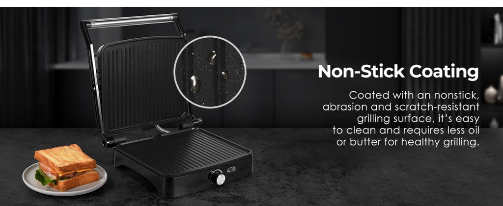 Temperature Control Panini Press Grill by OSTBA, 1200W Sandwich Maker with Nonstick Plates, 180-Degree Opening and Removable Drip Tray for Indoor Cooking