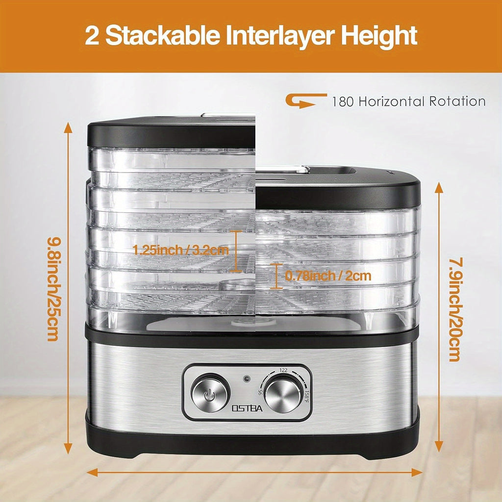 OSTBA Food Dehydrator with Temperature Control and 5 or 8 BPA-Free Tray Options, Electric Food Dryer for Fruit, Herbs, Vegetables and Jerky Projects