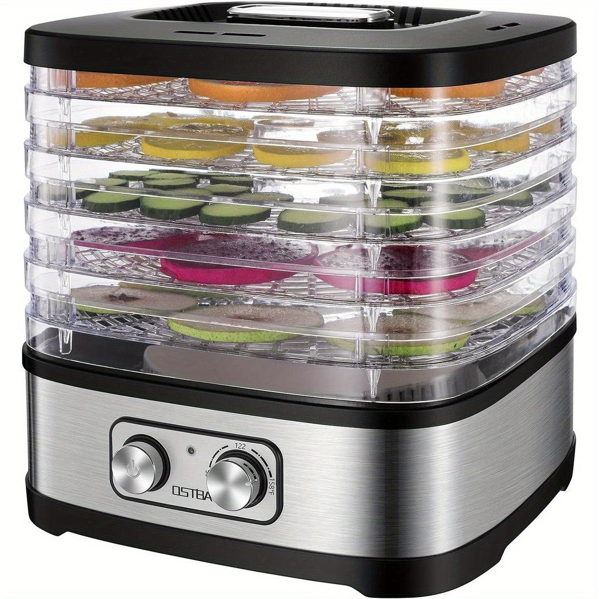 OSTBA Food Dehydrator with Temperature Control and 5 or 8 BPA-Free Tray Options, Electric Food Dryer for Fruit, Herbs, Vegetables and Jerky Projects