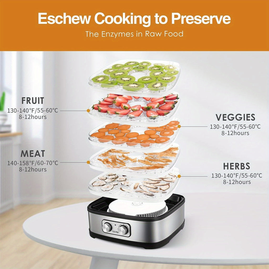 OSTBA Food Dehydrator with Temperature Control and 5 or 8 BPA-Free Tray Options, Electric Food Dryer for Fruit, Herbs, Vegetables and Jerky Projects