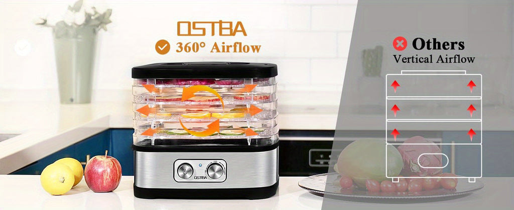OSTBA Food Dehydrator with Temperature Control and 5 or 8 BPA-Free Tray Options, Electric Food Dryer for Fruit, Herbs, Vegetables and Jerky Projects
