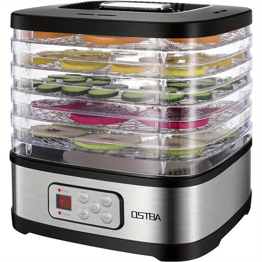 Digital Food Dehydrator by OSTBA with 5 BPA-Free Trays, 95–158°F Temperature Control and 72-Hour Timer for Fruit, Herbs and Homemade Snacks