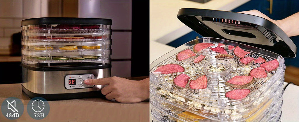 Digital Food Dehydrator by OSTBA with 5 BPA-Free Trays, 95–158°F Temperature Control and 72-Hour Timer for Fruit, Herbs and Homemade Snacks