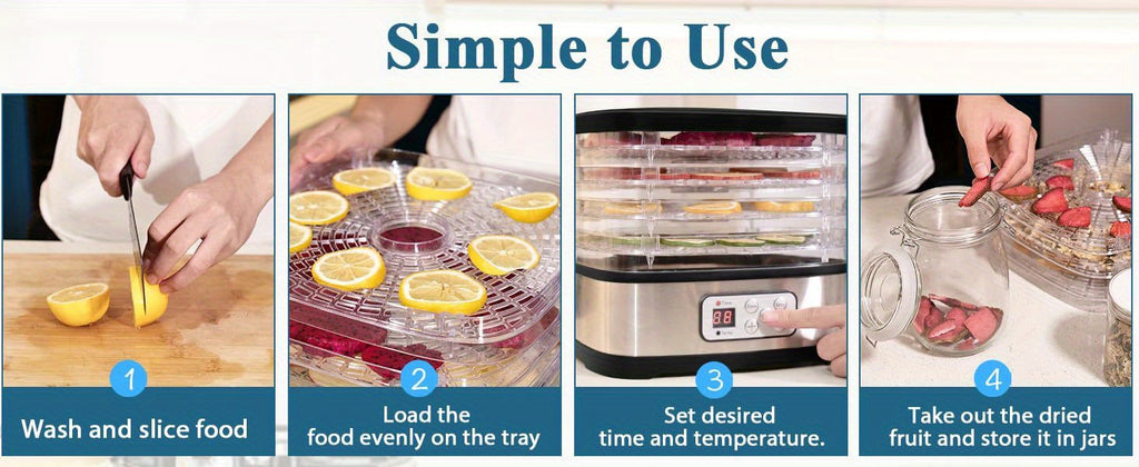 Digital Food Dehydrator by OSTBA with 5 BPA-Free Trays, 95–158°F Temperature Control and 72-Hour Timer for Fruit, Herbs and Homemade Snacks
