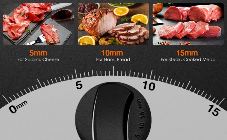 Electric Deli Meat Slicer with 200W Model Label, Listed 7.5-Inch Removable Serrated Stainless Steel Blade, Adjustable Thickness and Safety-Lock Controls for Home Food Prep