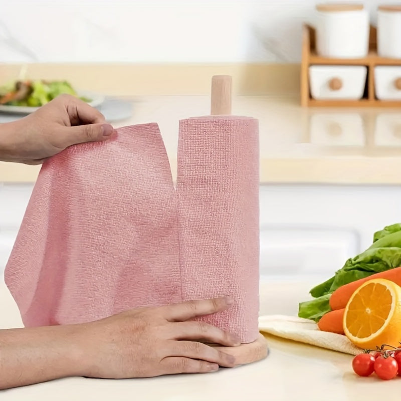 Reusable Cleaning Cloth Roll with 30 Listed Wipes, Microfiber Towel Format in Pink, Light Green or Blue for Household Kitchen, Car and RV Cleaning Tasks
