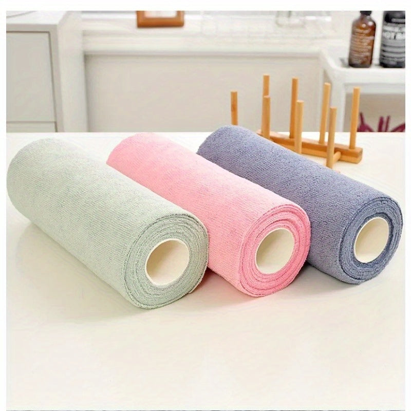 Reusable Cleaning Cloth Roll with 30 Listed Wipes, Microfiber Towel Format in Pink, Light Green or Blue for Household Kitchen, Car and RV Cleaning Tasks