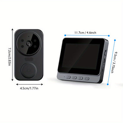 1080P Video Doorbell with 4.3-Inch IPS Monitor, Direct Wireless Pairing Without Home WiFi Setup, Two-Way Intercom and Infrared Night Vision, Black, No SD Card