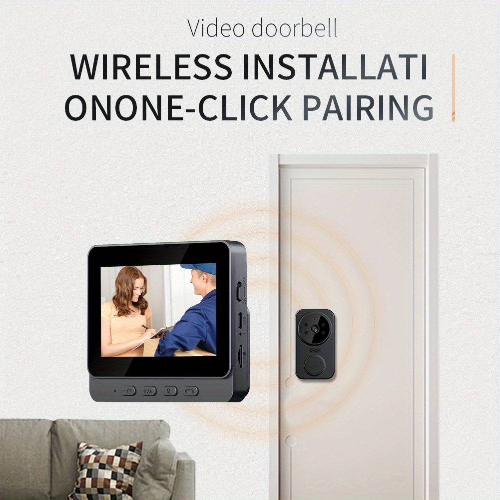 1080P Video Doorbell with 4.3-Inch IPS Monitor, Direct Wireless Pairing Without Home WiFi Setup, Two-Way Intercom and Infrared Night Vision, Black, No SD Card