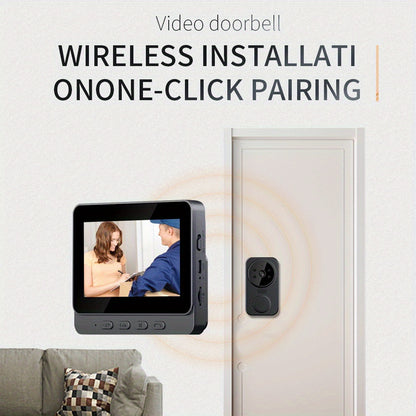 1080P Video Doorbell with 4.3-Inch IPS Monitor, Direct Wireless Pairing Without Home WiFi Setup, Two-Way Intercom and Infrared Night Vision, Black, No SD Card