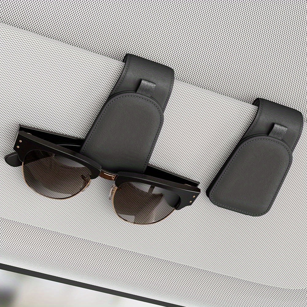 Magnetic Car Visor Sunglasses Holder by Sotfamily, Two-Piece Cloth Glasses Clip Set with Pink, Black or Gray Selections for Vehicle Eyewear Storage