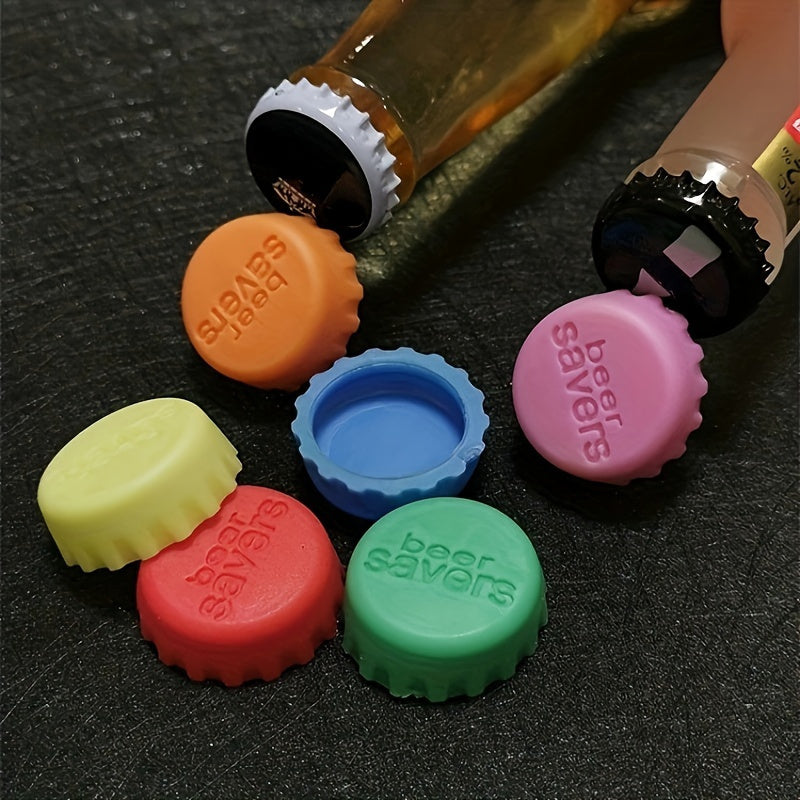 Reusable Silicone Bottle Caps Set of 6, Colorful Bottle Covers for Compatible Wine, Beer and Vinegar Bottles, Practical Kitchen Beverage Storage Accessories