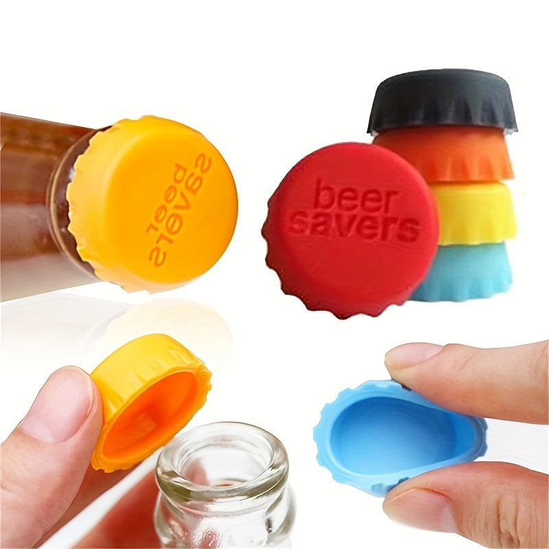 Reusable Silicone Bottle Caps Set of 6, Colorful Bottle Covers for Compatible Wine, Beer and Vinegar Bottles, Practical Kitchen Beverage Storage Accessories