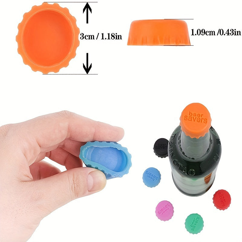 Reusable Silicone Bottle Caps Set of 6, Colorful Bottle Covers for Compatible Wine, Beer and Vinegar Bottles, Practical Kitchen Beverage Storage Accessories