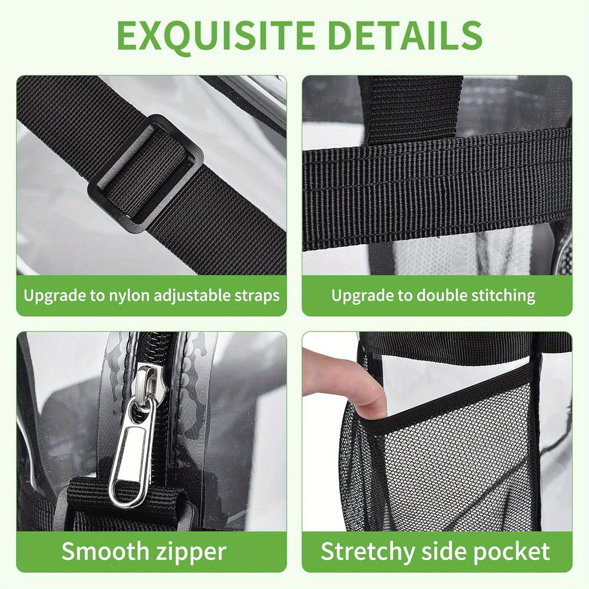 Clear Lunch Bag with Shoulder Strap and Handle, Transparent PVC Snack Tote for Women and Men, Everyday Work Lunch Carry and Sporting Event Planning