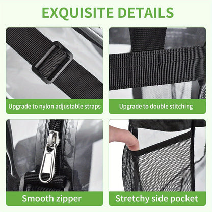 Clear Lunch Bag with Shoulder Strap and Handle, Transparent PVC Snack Tote for Women and Men, Everyday Work Lunch Carry and Sporting Event Planning