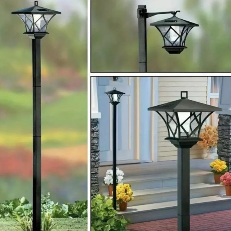 Retro Black Solar Lamp Posts, 2-Pack with Listed 59-Inch Plastic Pole Design for Decorative Garden, Patio, Backyard and Driveway Displays