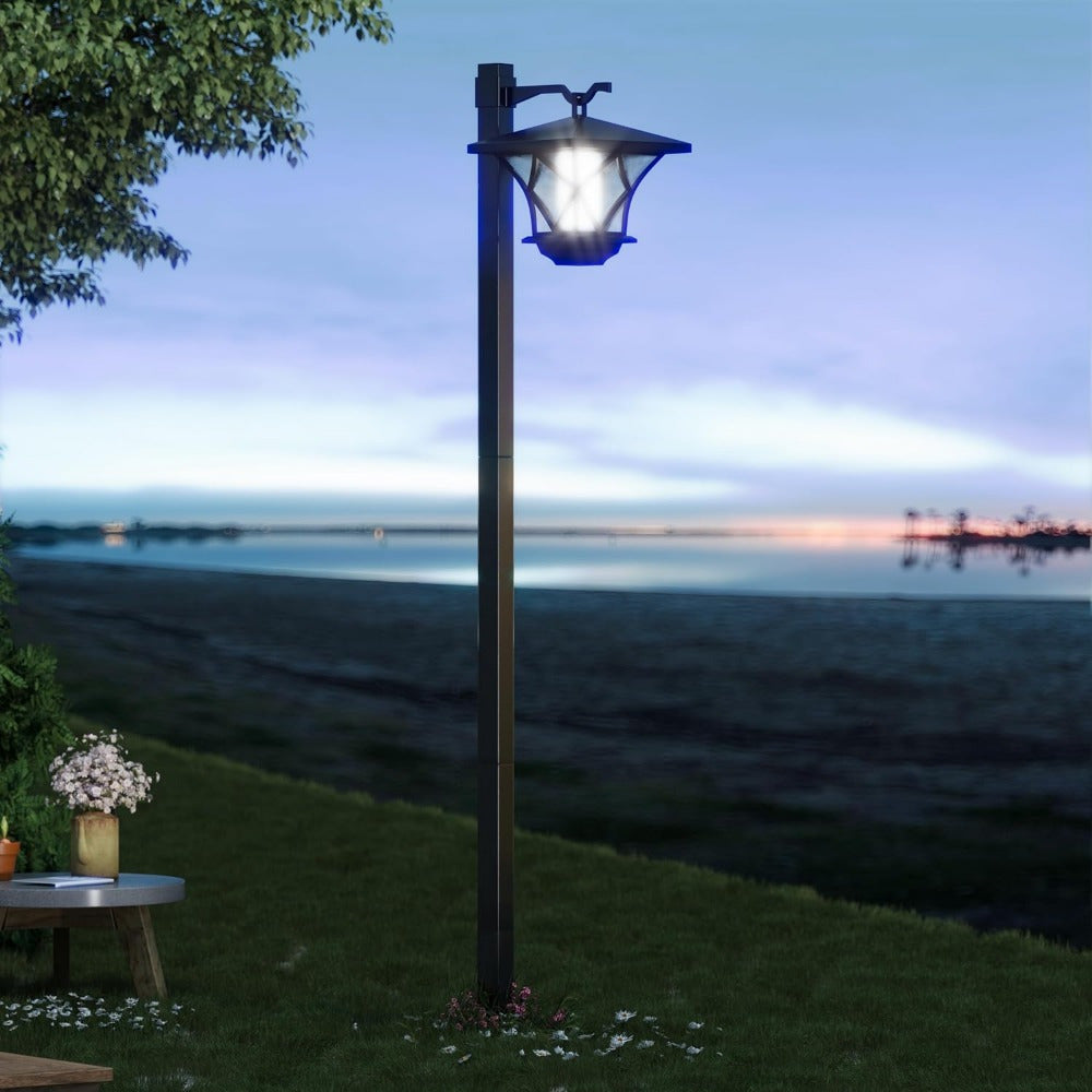 Retro Black Solar Lamp Posts, 2-Pack with Listed 59-Inch Plastic Pole Design for Decorative Garden, Patio, Backyard and Driveway Displays