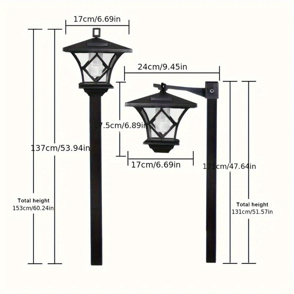 Retro Black Solar Lamp Posts, 2-Pack with Listed 59-Inch Plastic Pole Design for Decorative Garden, Patio, Backyard and Driveway Displays