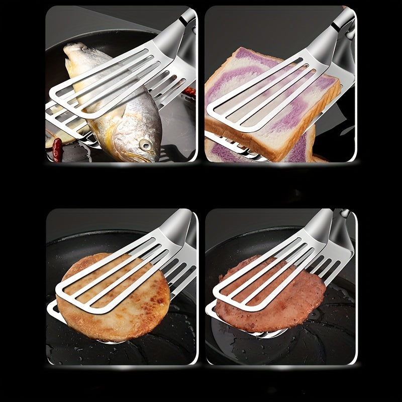1/2pcs Stainless Steel Multifunctional Serving Tongs - Versatile Kitchen Tool for Easy Handling of Buffets Fish Steaks Breads Salads and Desserts - Durable Rust-proof Ergonomic Design for Easy Presentation and Preparation of Food