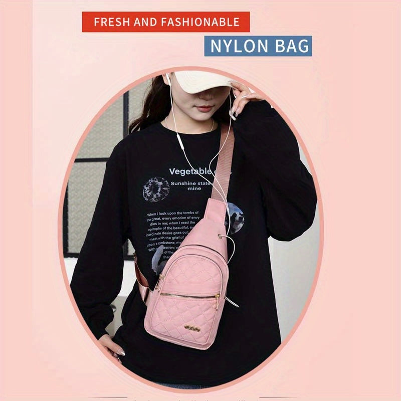 Women's PU Crossbody Chest Bag for Casual Outings and Outdoor Hiking, Fashion Carry Bag with Six Model Options in Black, Blue, Purple or Pink