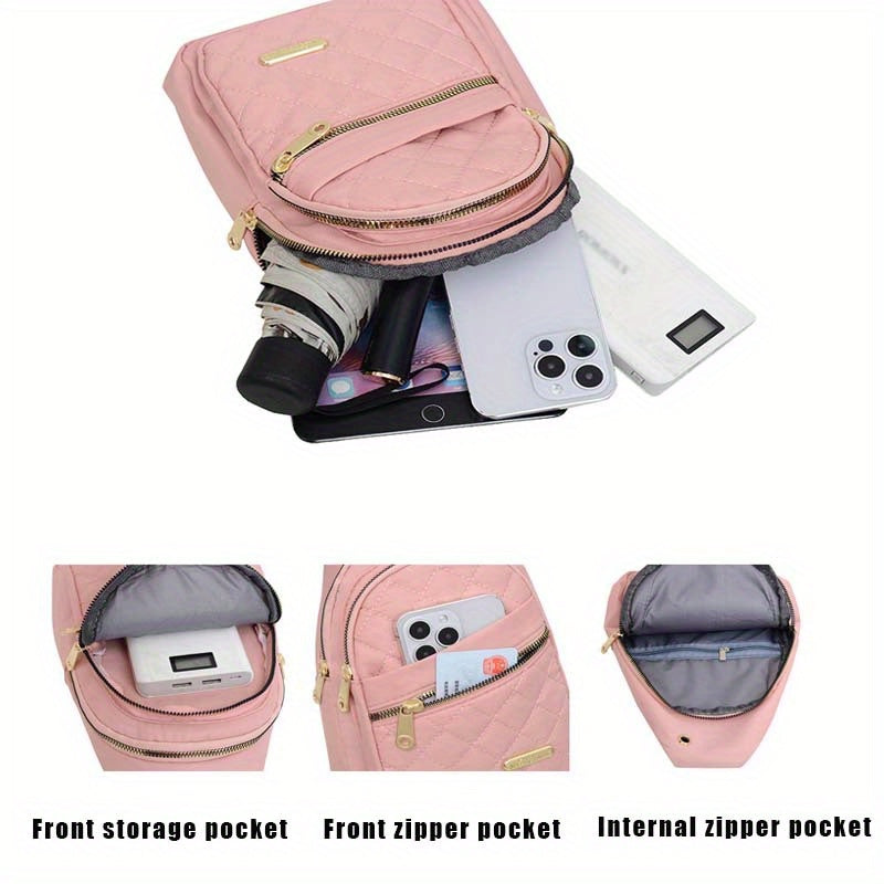 Women's PU Crossbody Chest Bag for Casual Outings and Outdoor Hiking, Fashion Carry Bag with Six Model Options in Black, Blue, Purple or Pink
