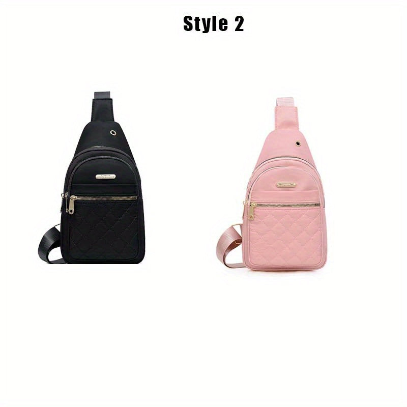 Women's PU Crossbody Chest Bag for Casual Outings and Outdoor Hiking, Fashion Carry Bag with Six Model Options in Black, Blue, Purple or Pink