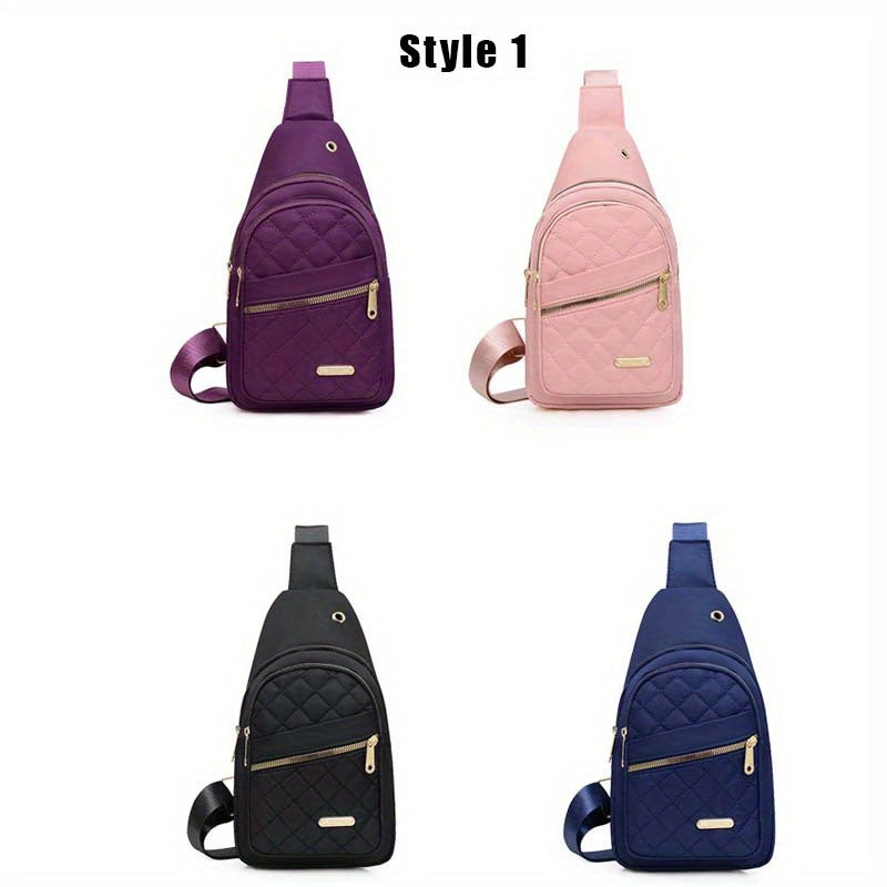 Women's PU Crossbody Chest Bag for Casual Outings and Outdoor Hiking, Fashion Carry Bag with Six Model Options in Black, Blue, Purple or Pink