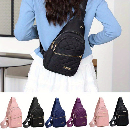 Women's PU Crossbody Chest Bag for Casual Outings and Outdoor Hiking, Fashion Carry Bag with Six Model Options in Black, Blue, Purple or Pink