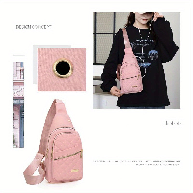 Women's PU Crossbody Chest Bag for Casual Outings and Outdoor Hiking, Fashion Carry Bag with Six Model Options in Black, Blue, Purple or Pink