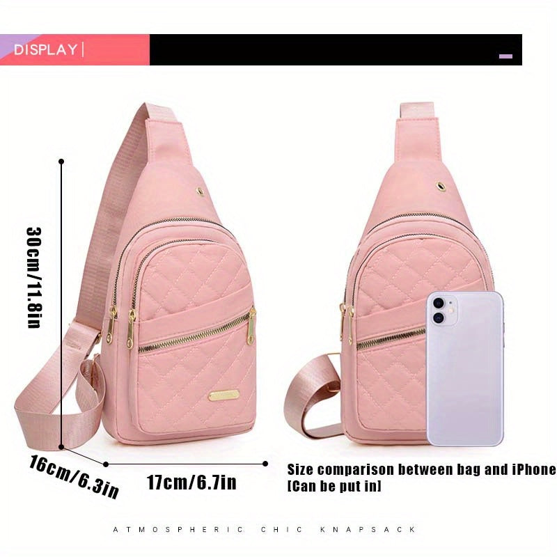 Women's PU Crossbody Chest Bag for Casual Outings and Outdoor Hiking, Fashion Carry Bag with Six Model Options in Black, Blue, Purple or Pink