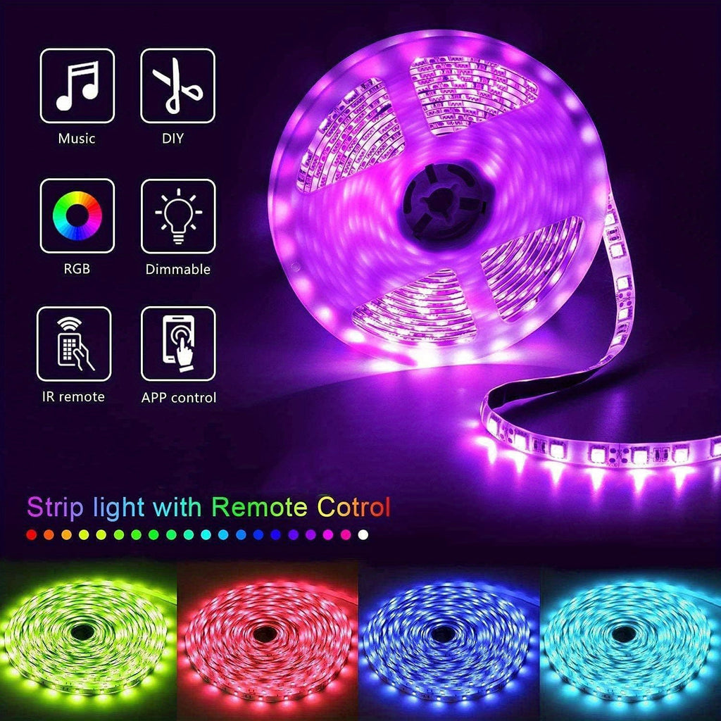 Color Changing Room LED Strip Lights, 200ft RGB with Listed 16 Million Colors, Music Sync, App and Remote Control, Timer for Party and Holiday Decor