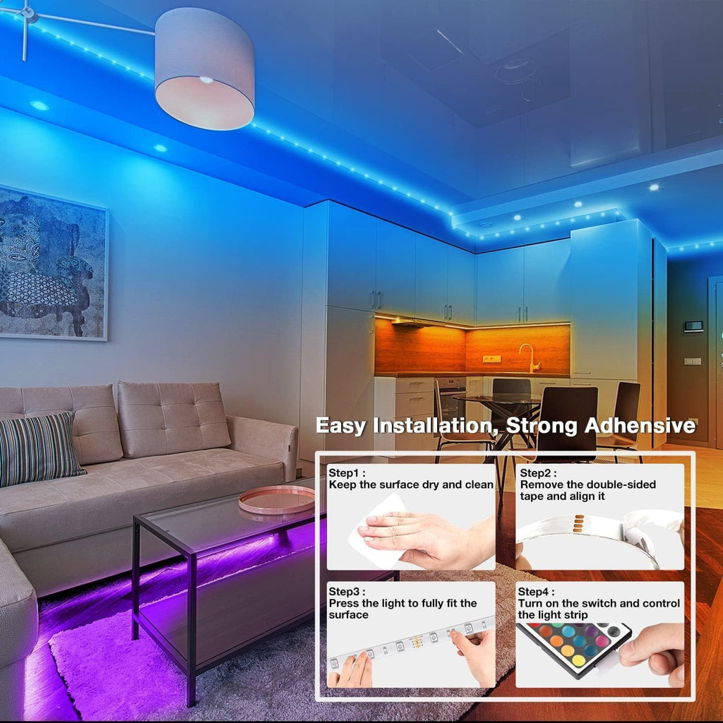 Color Changing Room LED Strip Lights, 200ft RGB with Listed 16 Million Colors, Music Sync, App and Remote Control, Timer for Party and Holiday Decor