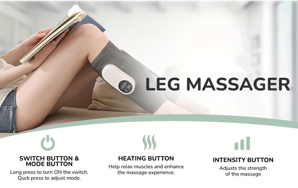 Single Gray Rechargeable Leg Massager with Listed Air Pressure and Automatic Kneading Wording, One-Piece Electric Device for Adult Personal Care Routines