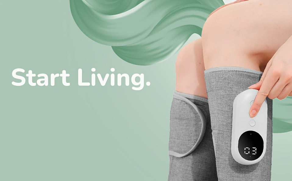 Single Gray Rechargeable Leg Massager with Listed Air Pressure and Automatic Kneading Wording, One-Piece Electric Device for Adult Personal Care Routines