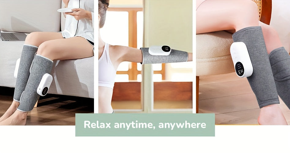 Single Gray Rechargeable Leg Massager with Listed Air Pressure and Automatic Kneading Wording, One-Piece Electric Device for Adult Personal Care Routines