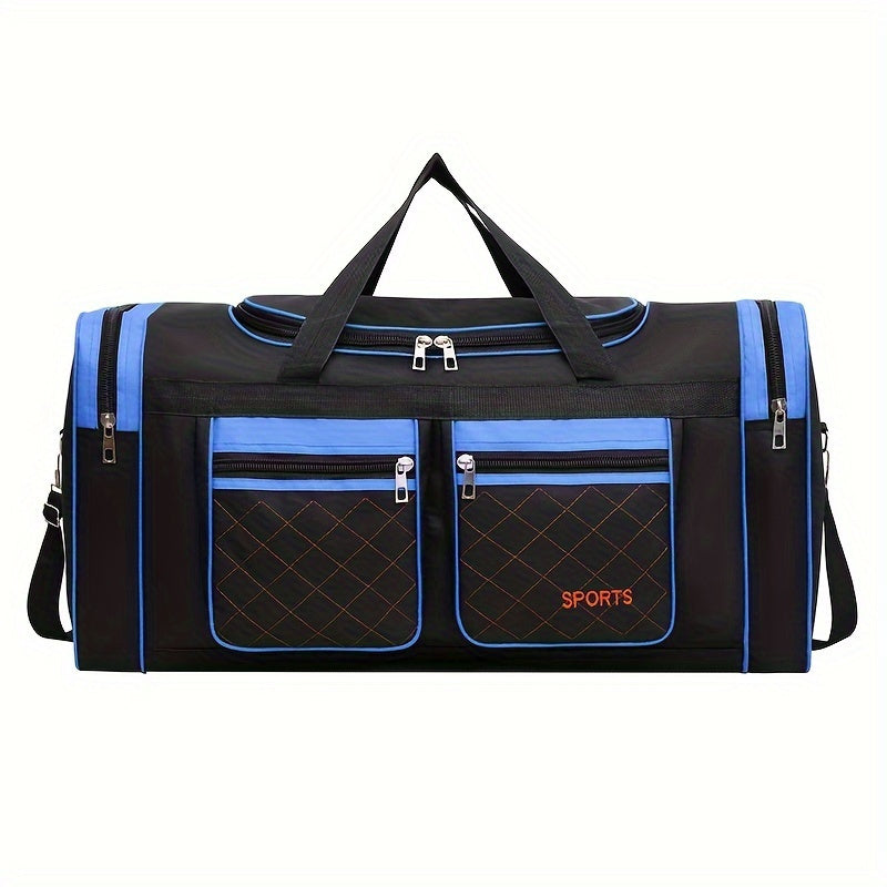 Gym Duffel Bag for Fitness, Boxing and Martial Arts Gear, XKB006 Multi-Pocket Training Bag with Carry Handle and Zipper Closure in Black-b or Blue-b