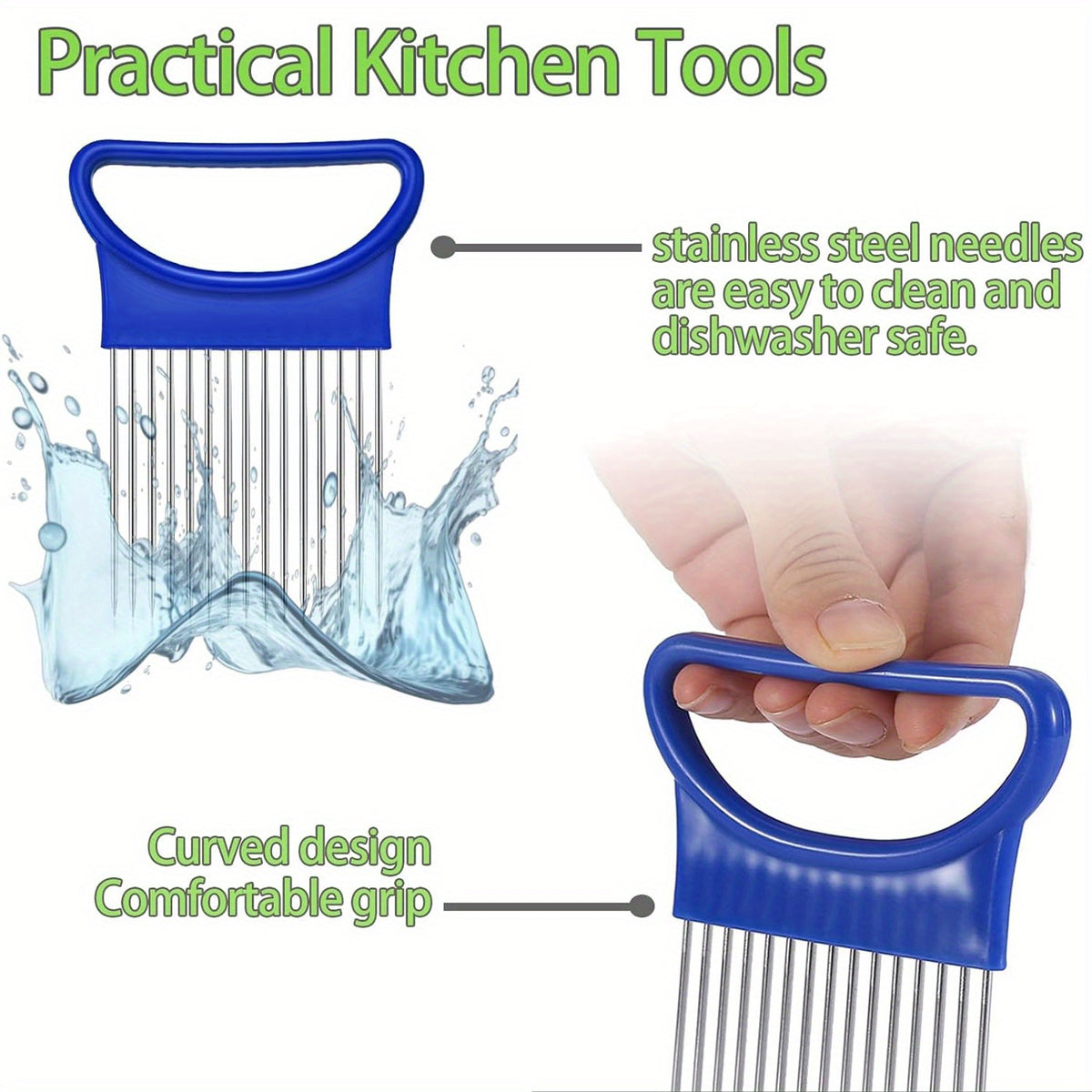 Onion Slicing Holder for Vegetable and Tomato Preparation, Kitchen Cutting Accessory with Blue, White, Green, Orange and Quantity Label Options