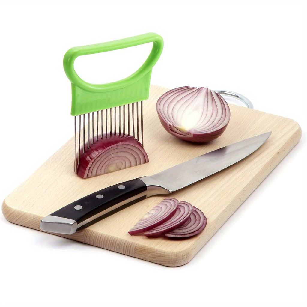 Onion Slicing Holder for Vegetable and Tomato Preparation, Kitchen Cutting Accessory with Blue, White, Green, Orange and Quantity Label Options
